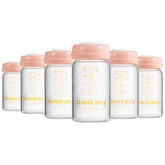 Qmibaby breast-milk-storage-180ml pink bottles with 6-pack for safe refrigeration