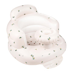The QMVESS inflatable baby seat with tray olive valve close-up aids quick inflation.