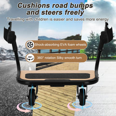 Qnemaei stroller board with child standing on Vista for secure rides