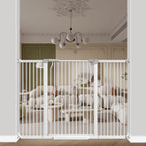 Qonimm 40.55-inch extra tall baby gate for stairs keeps toddlers secure.