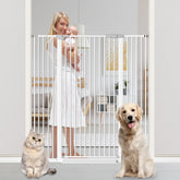 Qonimm 51.18 extra tall gate front view for doorway safety and large-dog containment.