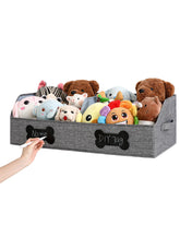 Qozary large dog toy basket front view highlighting roomy storage for toys and bowls.