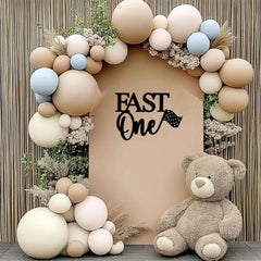 QPARTYFIRE 1st birthday decor setup provides a versatile race-themed focal point