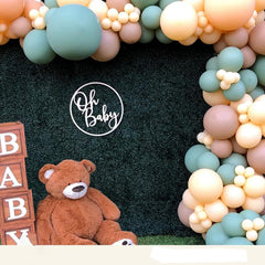 QPARTYFIRE Oh Baby sign easy to apply with dot glue for quick setup.
