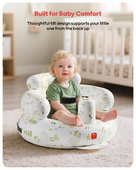 QPAU ergonomic backrest supports comfortable seating for baby.
