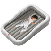 QPAU inflatable toddler travel bed front view for easy hotel stays.
