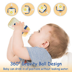 Qshare Sippy Cup yellow with handle offers easy gripping for little hands.