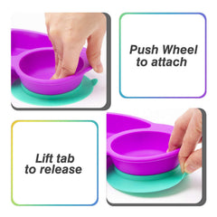 Qshare Toddler Plates demonstrate strong suction to keep plates stable on trays