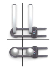 QT BABY Thunder Grey cabinet locks front view in a 12-pack, keeping curious toddlers out of cabinets.