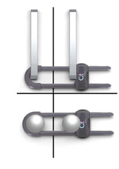 QT BABY Thunder Grey cabinet locks front view in a 12-pack, keeping curious toddlers out of cabinets.