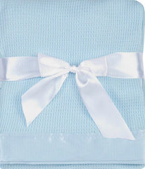 Quadow blue blanket front view shows oversized warmth for naps and cuddles.