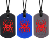 QUALEAP AMBER Spider Sensory Chew Necklace front view offers discreet chew outlet for fidgety kids.