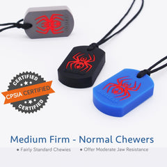 QUALEAP AMBER Spider Sensory Chew Necklace worn by child promotes calm focus and sensory relief.