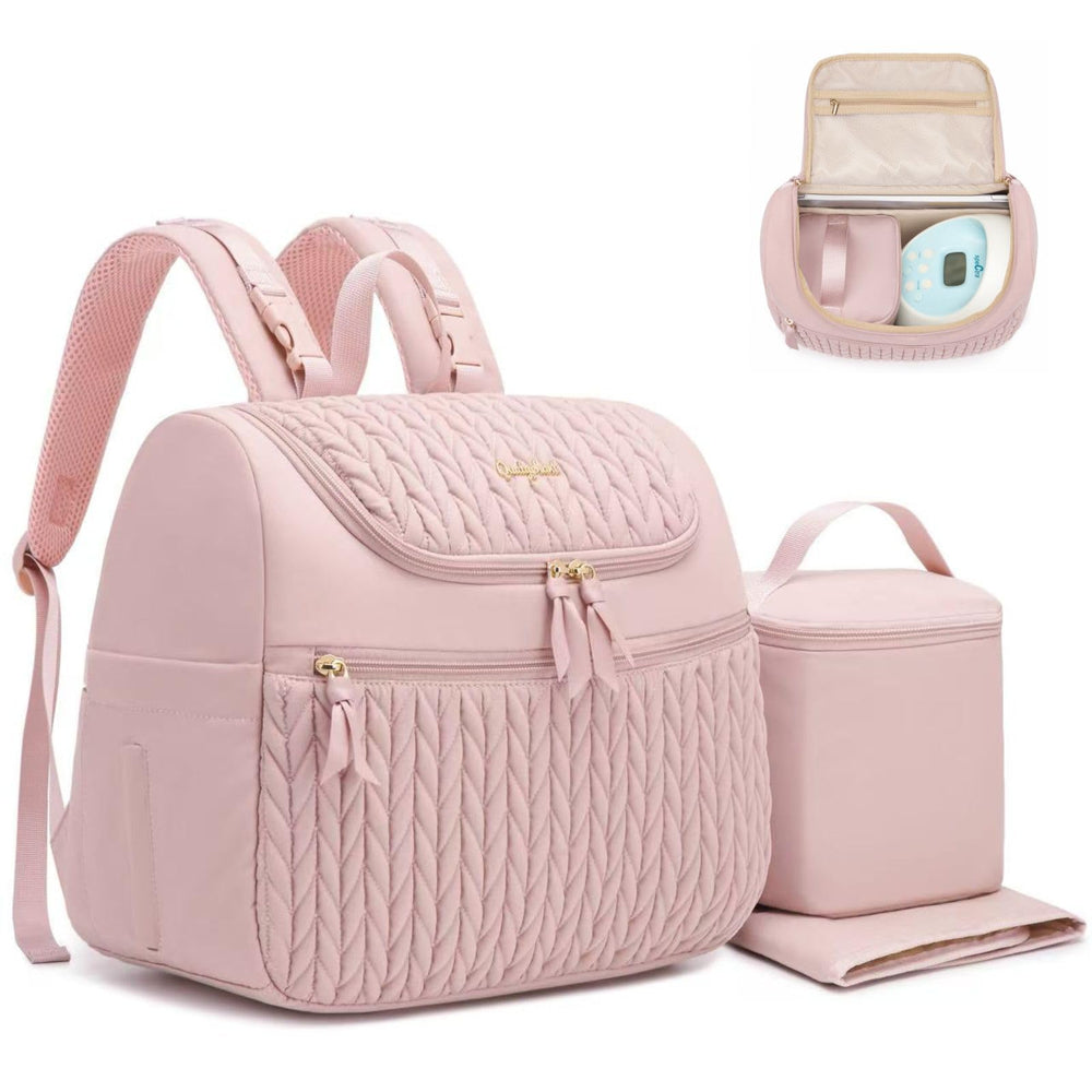 Qualyphant breast pump backpack pink with portable pumping on the go