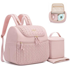 Qualyphant breast pump backpack pink with portable pumping on the go