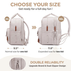 Qualyphant dual-compartment design separates items for each child on the go