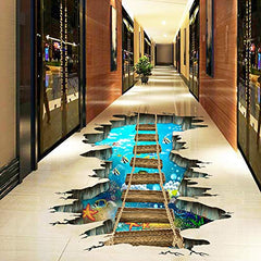 Quanhaigou 3D floor stickers colorful fishes for playful wall-to-floor transition