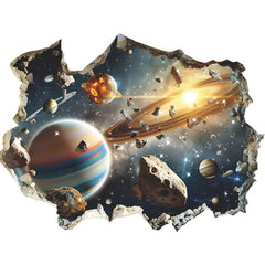 Quanhaigou 3D Galaxy wall decal assembly creates immersive space vibes for living rooms