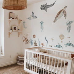 QUCHENG Ocean wall decals shark—energetic decor for play areas