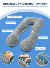Queen Rose 55-inch maternity pillow provides belly and back support.