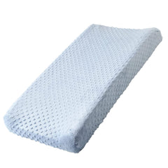 QUENESS BABY changing pad cover blue fabric closeup highlights soft breathable fleece for baby comfort