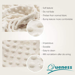 QUENESS plush-dots closeup shows cozy texture for baby's skin during changing
