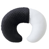 QUENESS BABY nursing pillow black cover shows breathable fleece for comfy baby lounging