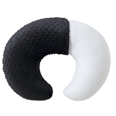QUENESS BABY nursing pillow black cover shows breathable fleece for comfy baby lounging