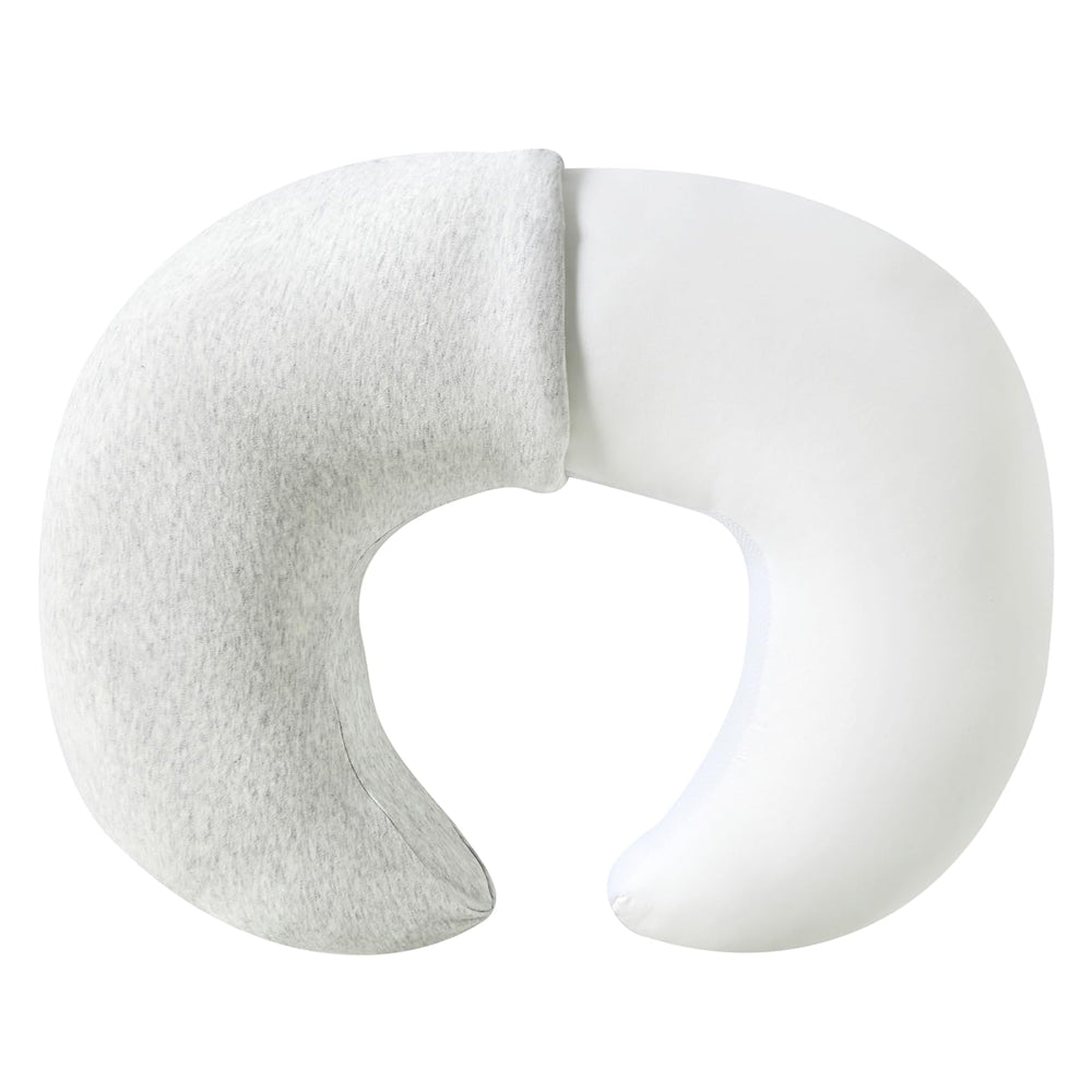 QUENESS nursing pillow with removable light-grey cover offers soft, breathable comfort for feeding