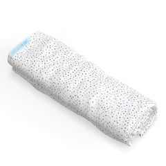 QuickZip crib extra zip-on sheet in gray dot on mattress enables quick, calm sheet changes.