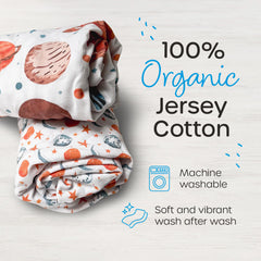 Quiggly bassinet sheets planet pattern enhances nursery with breathable jersey knit