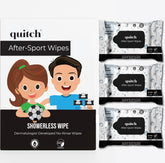 Quitch After-Sport Wipe packaging highlights plastic-free, plant-based design for easy purchase.