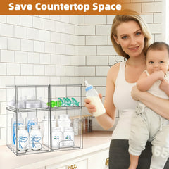 Qunland stackable drawers with two medium and two small units maximizing space efficiency.