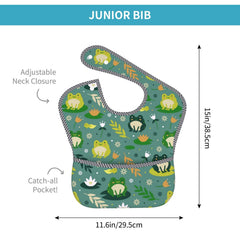Qwalnely Frog Bibs close-up reveals soft fabric and comfortable fit