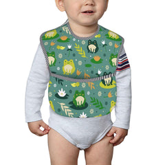 Qwalnely Frog Bibs front pocket catches leftovers during meals