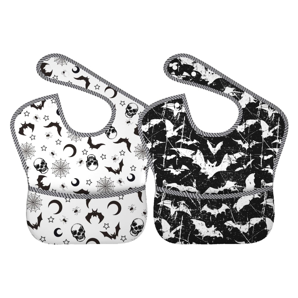 Qwalnely goth bibs baby 6-24 months front view showing waterproof protection during meals.