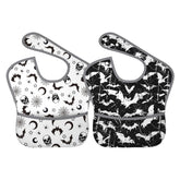 Qwalnely goth bibs baby 6-24 months front view showing waterproof protection during meals.