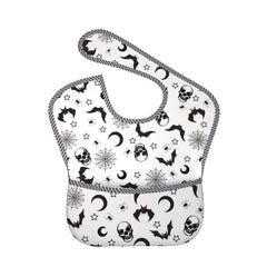 Qwalnely goth bibs crumb catcher pocket capturing spills for mess-free feeding.
