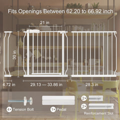 QwickNesty pressure-mounted gate shows tool-free, no-drill security for open-entry spaces.