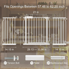 QwickNesty extra-wide gate open shows walk-through design for easy one-handed passage.