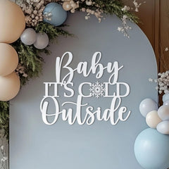 QWTOWFM Baby It's Cold Outside wall sign grain detail ideal for farmhouse decor.