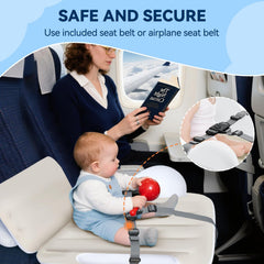 QWUE inflatable bed with 3-point belt provides secure fit for growing kids.