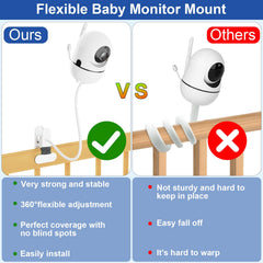 Qwwia baby monitor mount foam-padded clamp protects furniture during mounting.