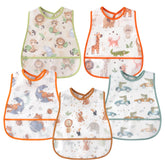 R HORSE baby bib with crumb catcher pocket in animal pattern for mess-free meals.