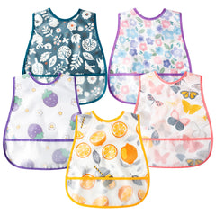 R HORSE 5Pcs Baby Bibs with crumb catcher pocket catching spills during meals