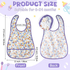 R HORSE 5Pcs baby bibs blue flower pattern keeps outfits clean during feeding.