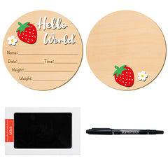 R HORSE Baby Announcement Sign with wooden strawberry pattern for timeless newborn milestone photos.