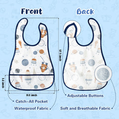 R HORSE bib showing adjustable side snap buttons for growing baby.
