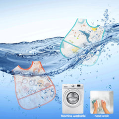 R HORSE waterproof-coated bib keeps baby dry during drool and spills