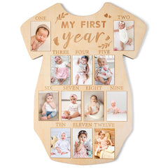 R HORSE first-year photo display board wide shot showcases monthly baby memories for keepsakes.